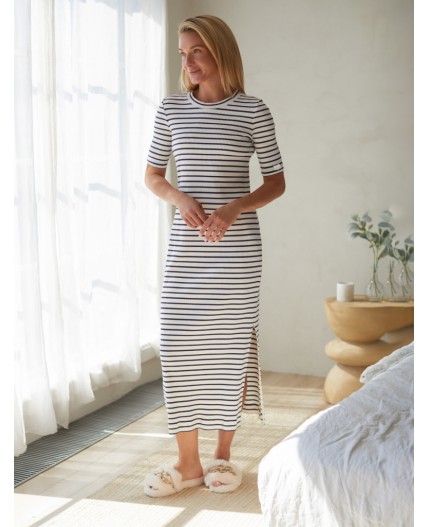 Платье женское кокосовый-т.синий