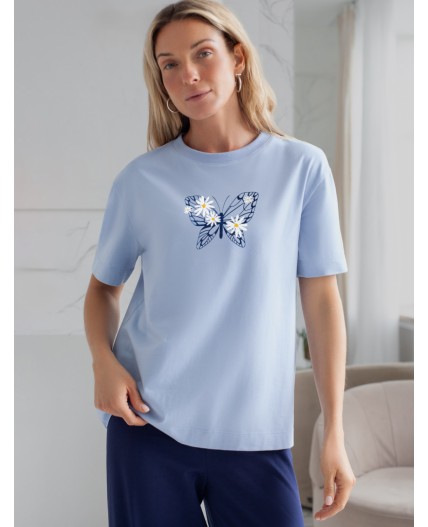 Футболка женская голубой_бабочка