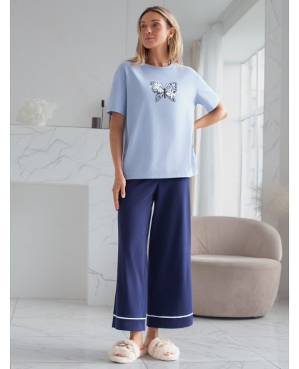 Футболка женская голубой_бабочка