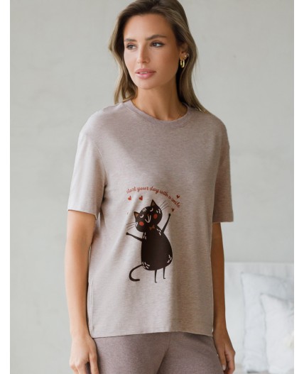 Футболка женская кофейный меланж_smile