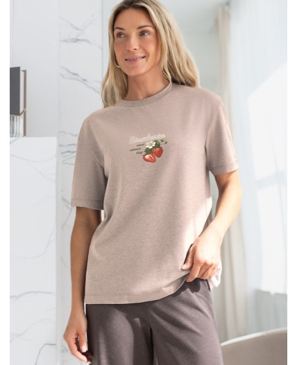 Футболка женская кофейный меланж_клубника