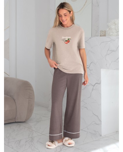 Футболка женская кофейный меланж_клубника