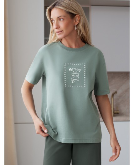Футболка женская св.оливковый_not today