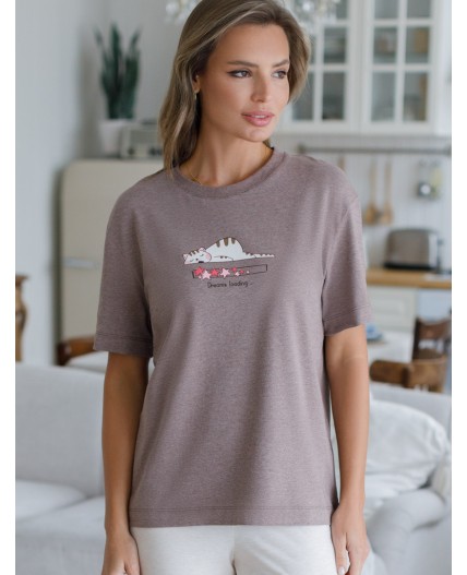 Футболка женская т.кофейный меланж_dreams loading