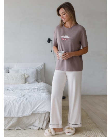 Футболка женская т.кофейный меланж_dreams loading