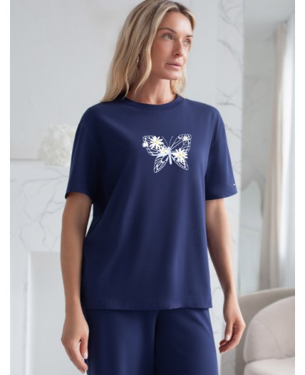 Футболка женская т.синий_бабочка