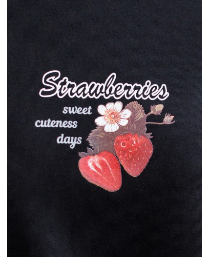 Футболка женская черный_клубника