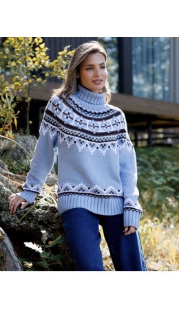 Свитер женский голубой меланж