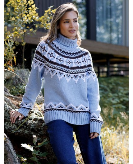 Свитер женский голубой меланж