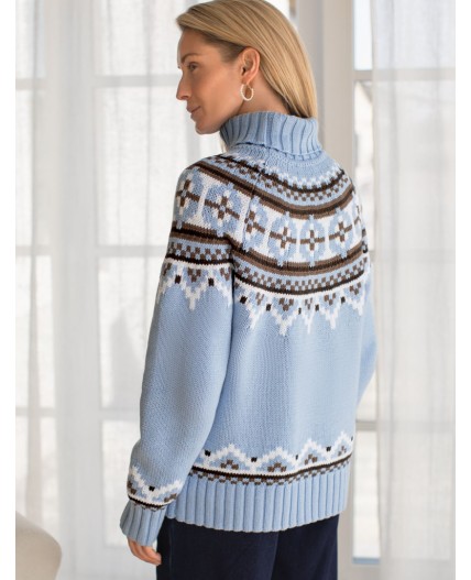 Свитер женский голубой меланж