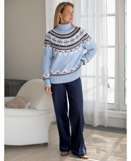 Свитер женский голубой меланж