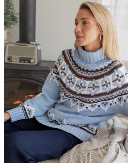 Свитер женский голубой меланж