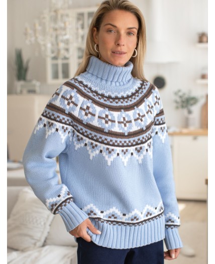 Свитер женский голубой меланж