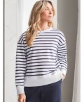 Джемпер женский белый-т.синий полоса
