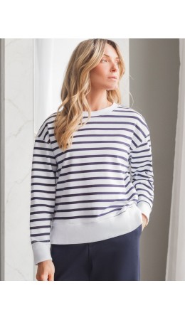 Джемпер женский белый-т.синий полоса
