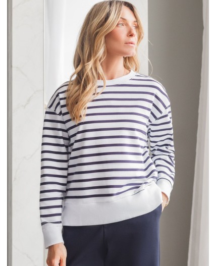 Джемпер женский белый-т.синий полоса