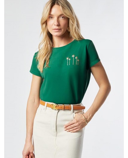 Футболка женская зеленый_пальмы