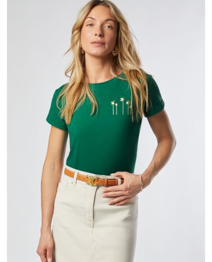 Футболка женская зеленый_пальмы