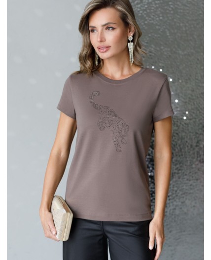 Футболка женская кофе_леопард