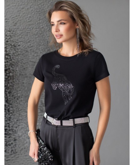 Футболка женская черный_леопард