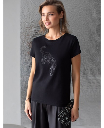 Футболка женская черный_леопард