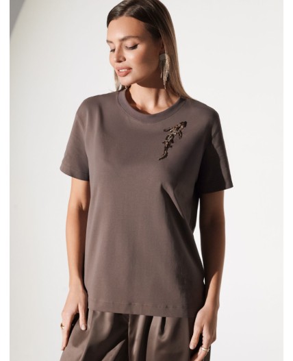 Футболка женская кофе_рыба