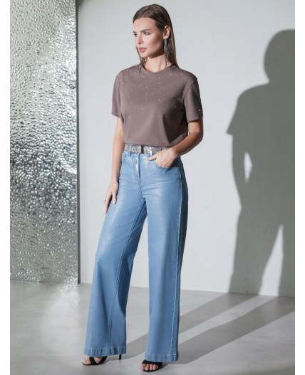 Футболка женская кофе_стразы