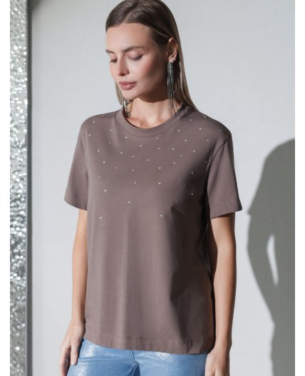 Футболка женская кофе_стразы
