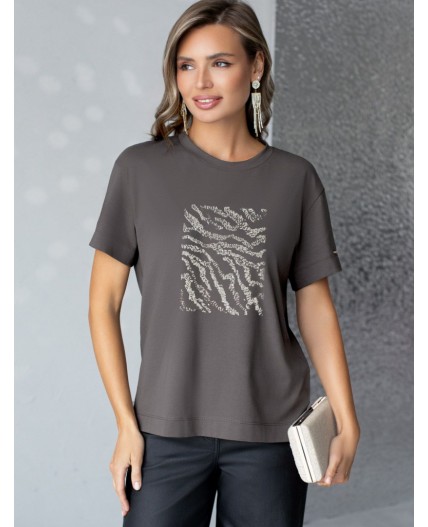 Футболка женская т.серый_зебра