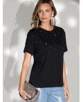 Футболка женская черный_стразы
