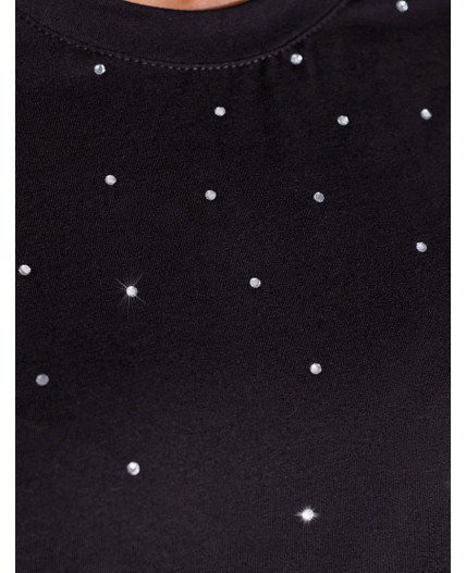 Футболка женская черный_стразы