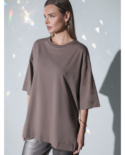 Футболка женская кофе_стразы
