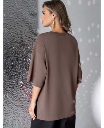 Футболка женская кофе_стразы