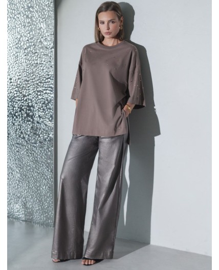 Футболка женская кофе_стразы