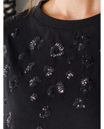 Футболка женская черный_пайетки