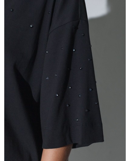 Футболка женская черный_стразы