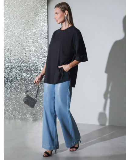 Футболка женская черный_стразы