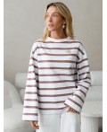 Джемпер женский белый-кофе полоса