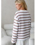 Джемпер женский белый-кофе полоса