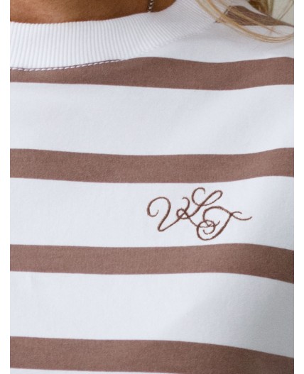 Джемпер женский белый-кофе полоса