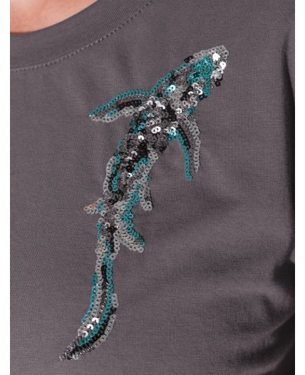 Футболка женская т.серый_рыба