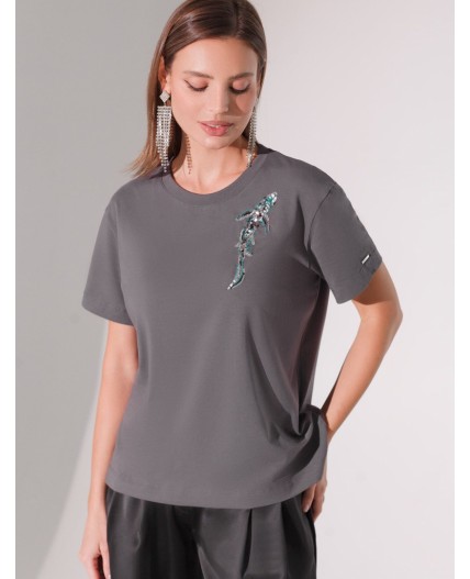 Футболка женская т.серый_рыба