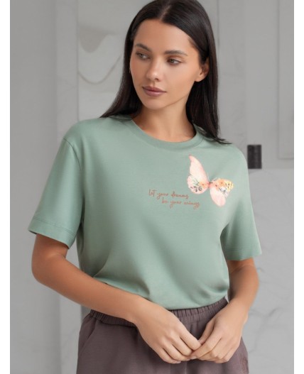 Футболка женская св.оливковый_wings