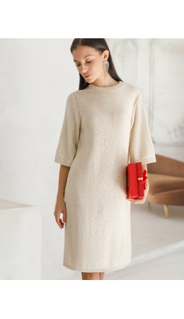 Платье вязаное женское бежевый