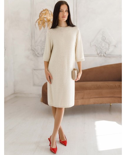 Платье вязаное женское бежевый