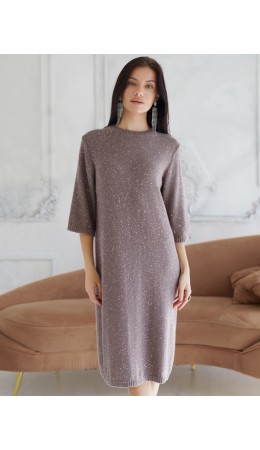 Платье вязаное женское кофейный