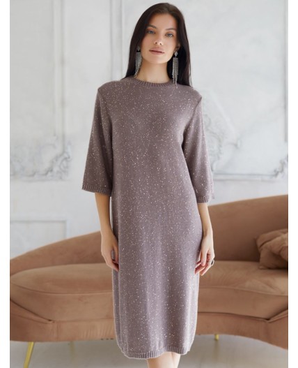 Платье вязаное женское кофейный