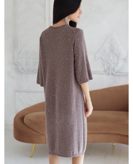 Платье вязаное женское кофейный