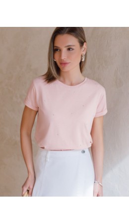 Футболка женская пудра_стразы