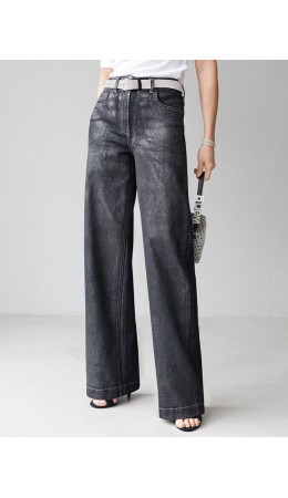 Джинсы женские черный-серебряный